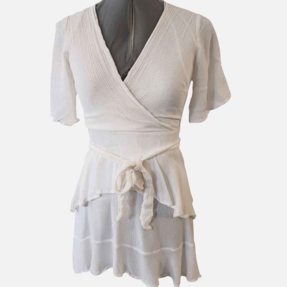 Altar'd State White Ruffle Flowy‎ Summer Dress Size XS